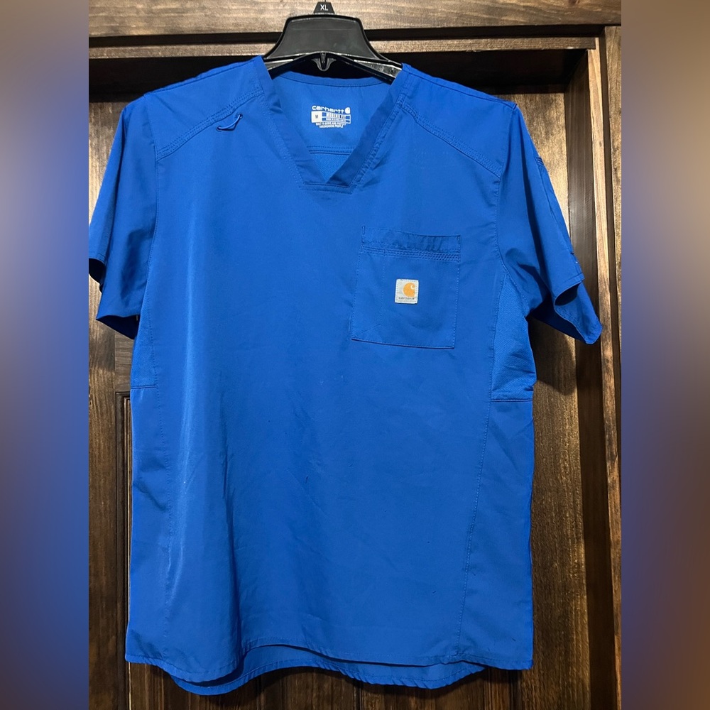 Carhartt Men's Vivid Blue Short Sleeve scrub top modern fit size medium